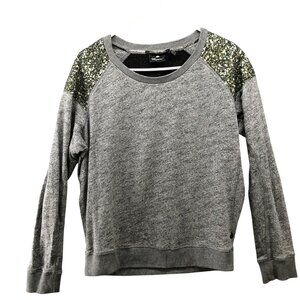 Scotch & Soda Gray Sweatshirt with Olive Sequin Shoulders - Women